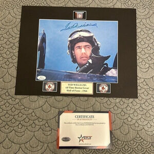 Ted Williams, Boston Red Sox, Air Force signed photo matted